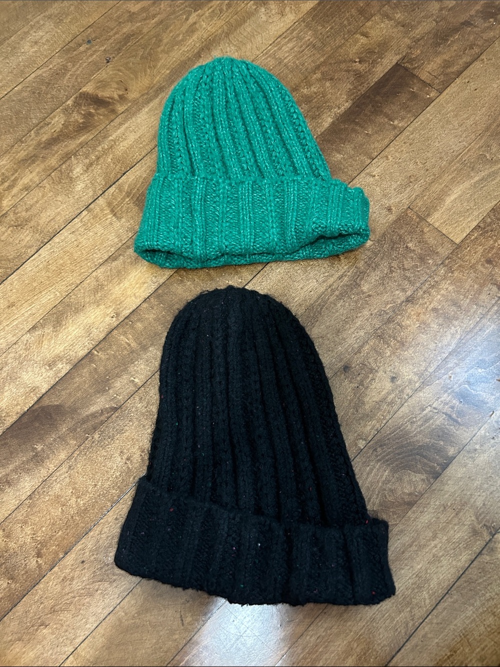 Lot of 2 Old Navy Rib Knit Beanie Duo - Green and Black